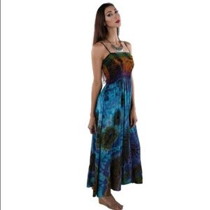 Sacred Threads Skinny adjustable strap Tie Die Dress